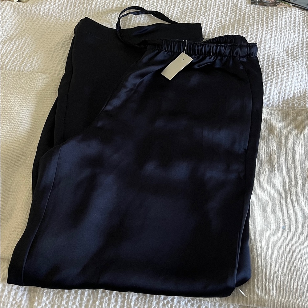 Loft Sawyer Navy Satin Pull-On Pants - Picture 5 of 6